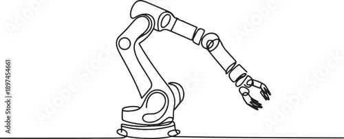 continuous line isolated on white background for decorative element. robot assistant in factories..one line victor illustration in white Background..one line victor illustration in white Background.