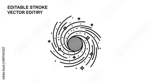 Minimalist Galaxy Icon. Space Exploration Vector