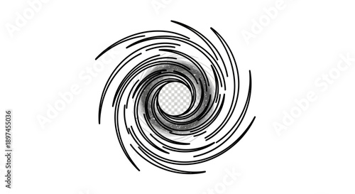 Abstract Swirl Vortex Black and White