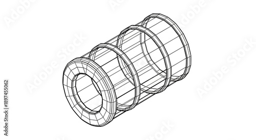 Wireframe Tunnel Structure 3D Illustration
