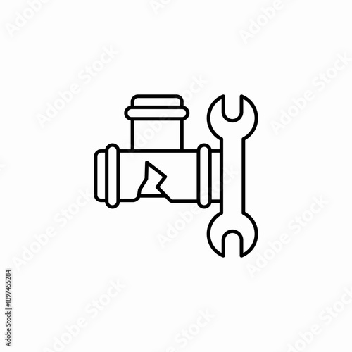 broken pipe repair icon sign vector