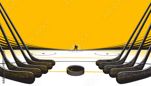Ice hockey on rink. Sport background design.
