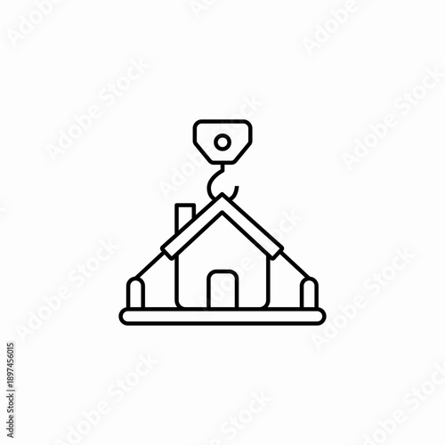 construction crane house icon sign vector