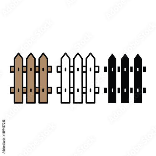 A simple illustration of a wooden picket fence in varying colors