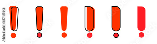 Exclamation mark set. Red color.