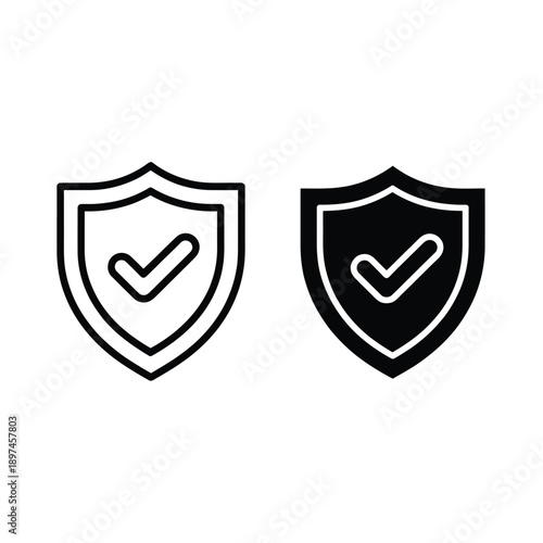 Shield icons with checkmarks outlined and filled variations shown