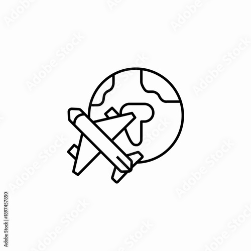 global travel airplane icon sign vector