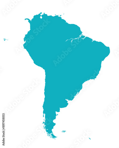 Map of South America, sign silhouette. World Map Globe. Vector Illustration isolated on transparent background. Latin American continent.
