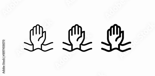 hand drowning water icon sign vector
