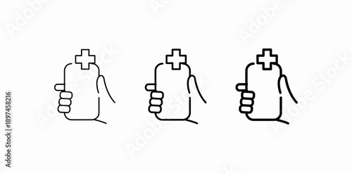 hand holding medicine icon sign vector