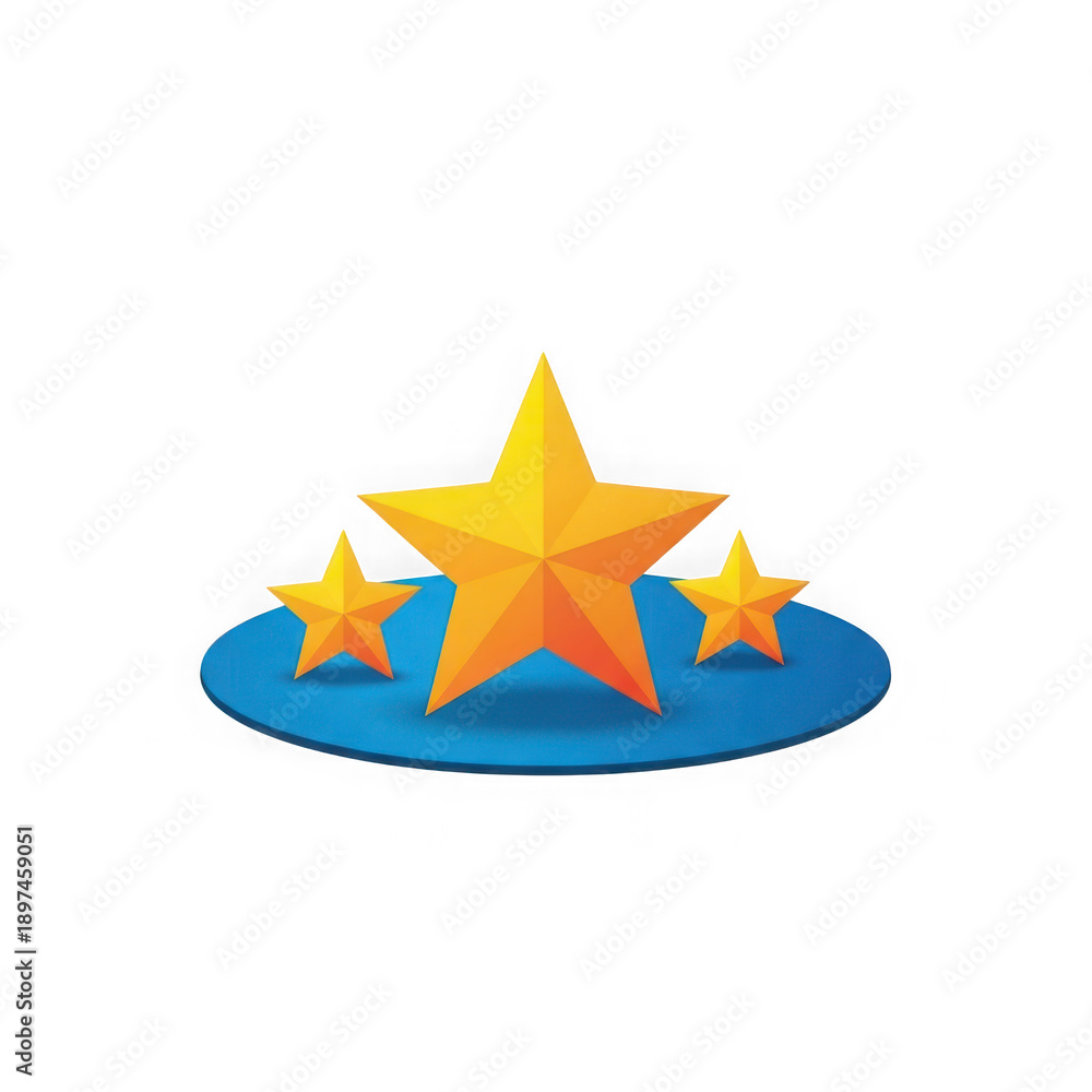 Obraz premium Three radiant stars on a blue platform