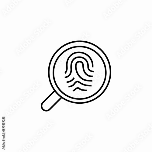 magnifying fingerprint search icon sign vector