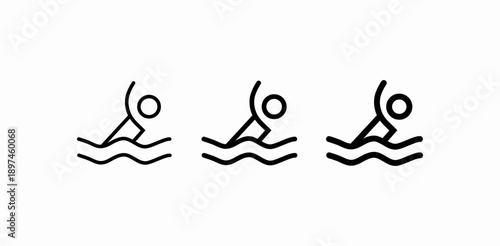 person swimming waves icon sign vector