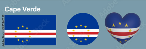 Canvas Print set flag of Cape Verde icon vector illustration
