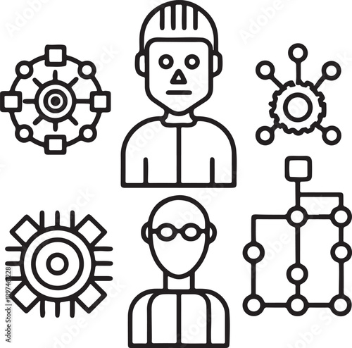 Artificial intelligence data network. Vector