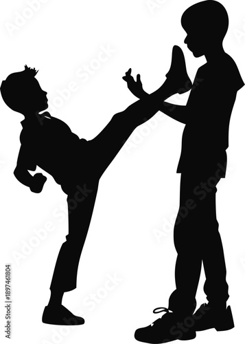 Boy Sticking A Kick Me Sign On A Back Silhouette