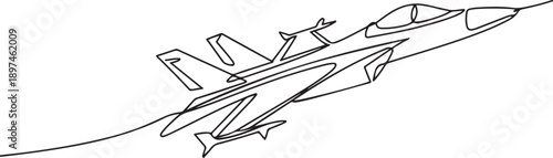 air attack fighter jet flying fast in air. one line Art icon drawing vector