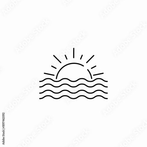 sunrise over ocean icon sign vector
