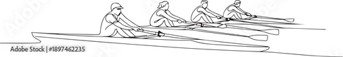 people rowing and racing at the same time trying to go fast. one line Art icon drawing vector