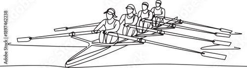 people rowing and racing at the same time trying to go fast. one line Art icon drawing vector