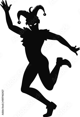 Silhouette Of A Harlequin Dancing
