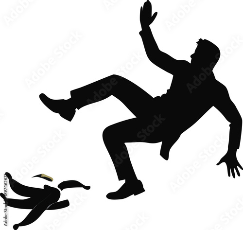 Man Slipping On A Banana Peel Silhouette