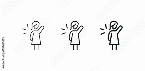 woman waving hand icon sign vector