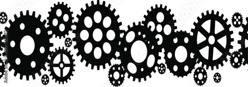 Industrial Gear and Cogwheel Background Illustration with Mechanical Machinery Parts, Engineering Technology Concept, and Factory Automation Vector Design