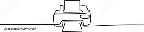 Printer one line drawing.one line icon illustration in white Background.