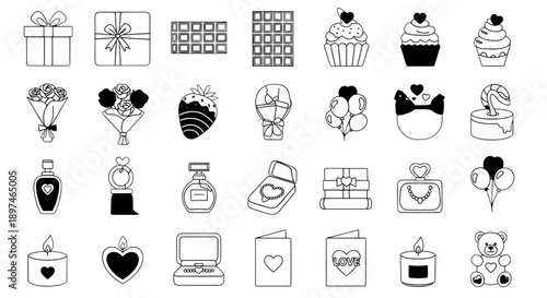 Valentine's day gift icons set