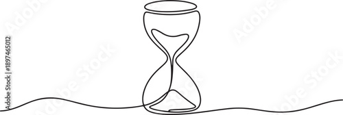 one continuous line of hourglass.one line icon illustration in white Background.