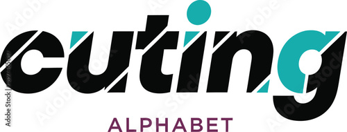 A stylized logo featuring the word cutting in bold font with alphabet text underneath