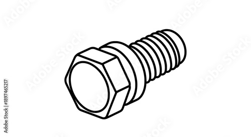 Bolt hex head fastener line art