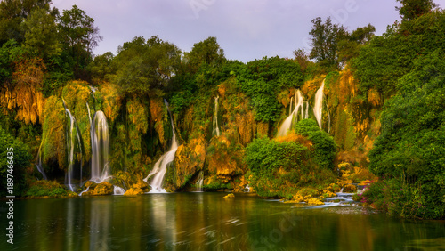 Canvastavla Kravica waterfalls creating tranquil natural landscape, Bosnia and Herzegovina