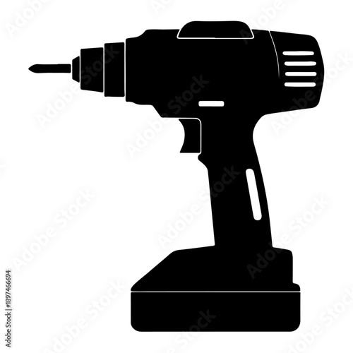 Electric drill machine silhouette vector