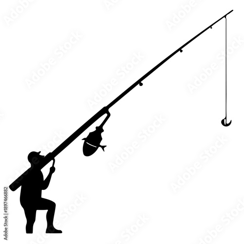 fishing rod icon, vector illustration