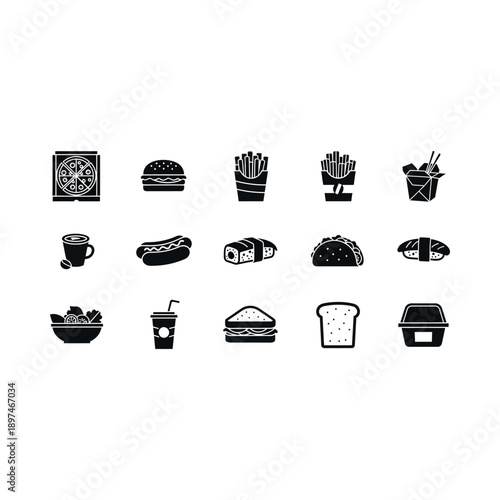 Various fast food items are displayed on a table.