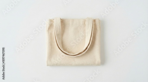 Neutral Beige Fabric Tote Bag with Dual Handles Displayed on a White Background