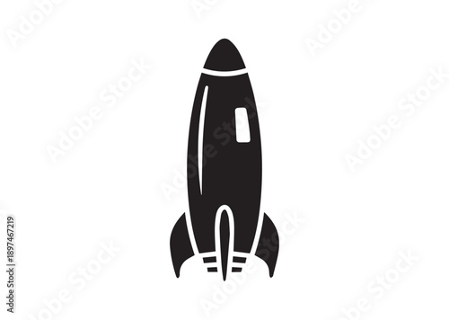 Spaceship Icon, Editable Solid Vector Illustration