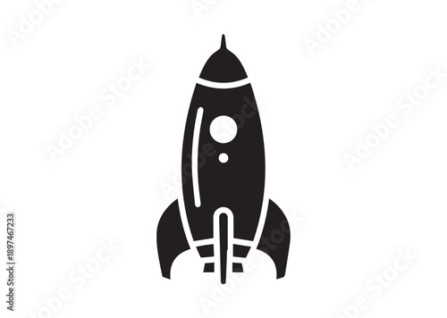 Spaceship Icon, Editable Solid Vector Illustration
