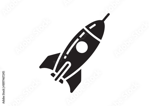 Spaceship Icon, Editable Solid Vector Illustration