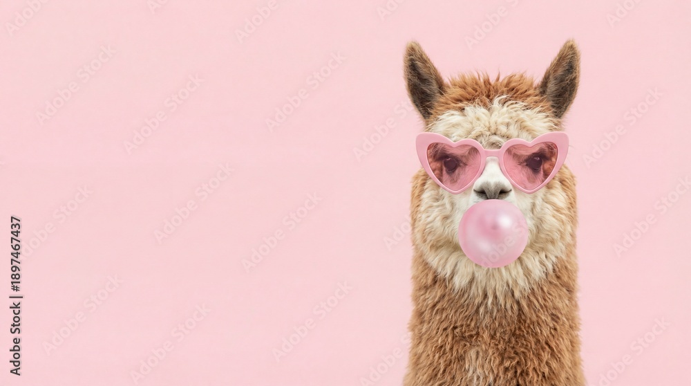Obraz premium baby camel with pink glasses