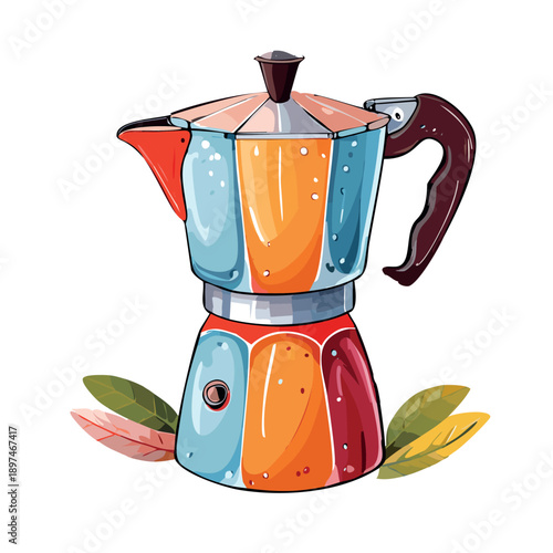 childlike drawing of a moka pot