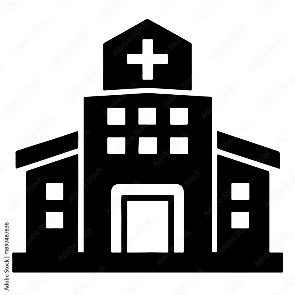 Obraz premium Hospital building silhouette vector