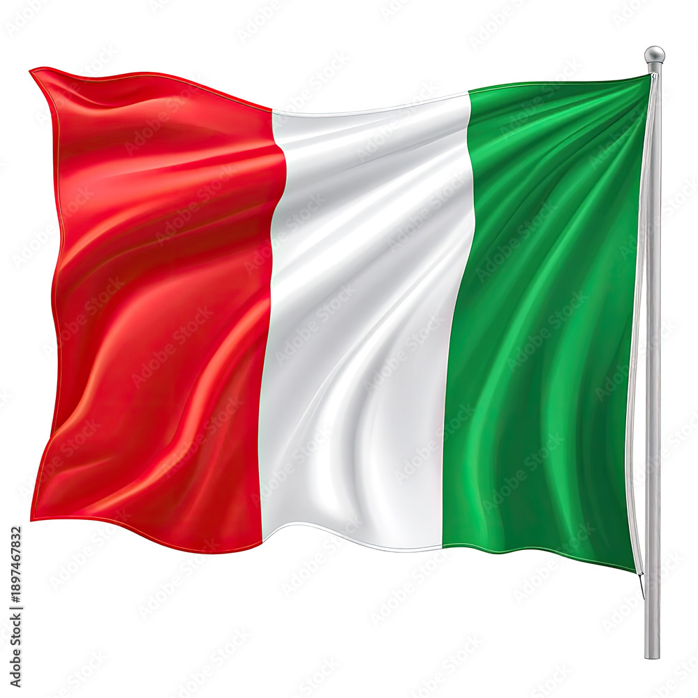 Obraz premium A waving flag with vertical stripes of red, white, and green on a black background