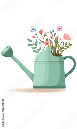  Garden watering can with flower bouquet