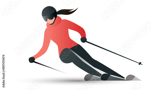 Silhouette of a female skier