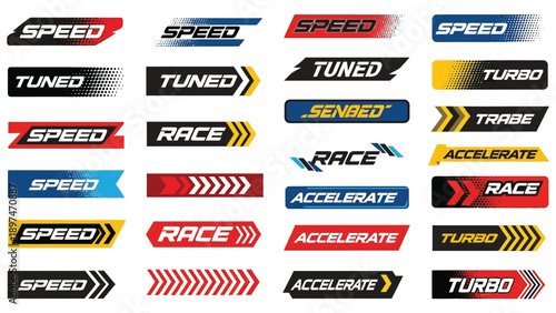 Racing Stripes Vector Set – Sport Car & Motorcycle Decal Stickers, Numbers, Flags.eps