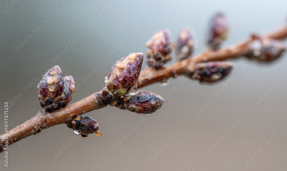 Fototapeta premium A branch with buds on it