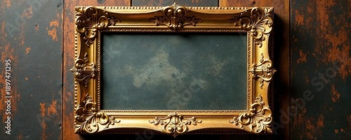 Wallpaper Mural Ornate single golden wood picture frame, details visible , background, presentation Torontodigital.ca